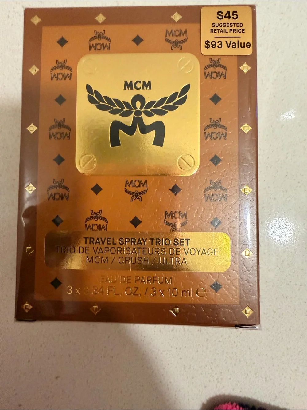 MCM Travel Spray Trio Set — Brown, Pink, Gold